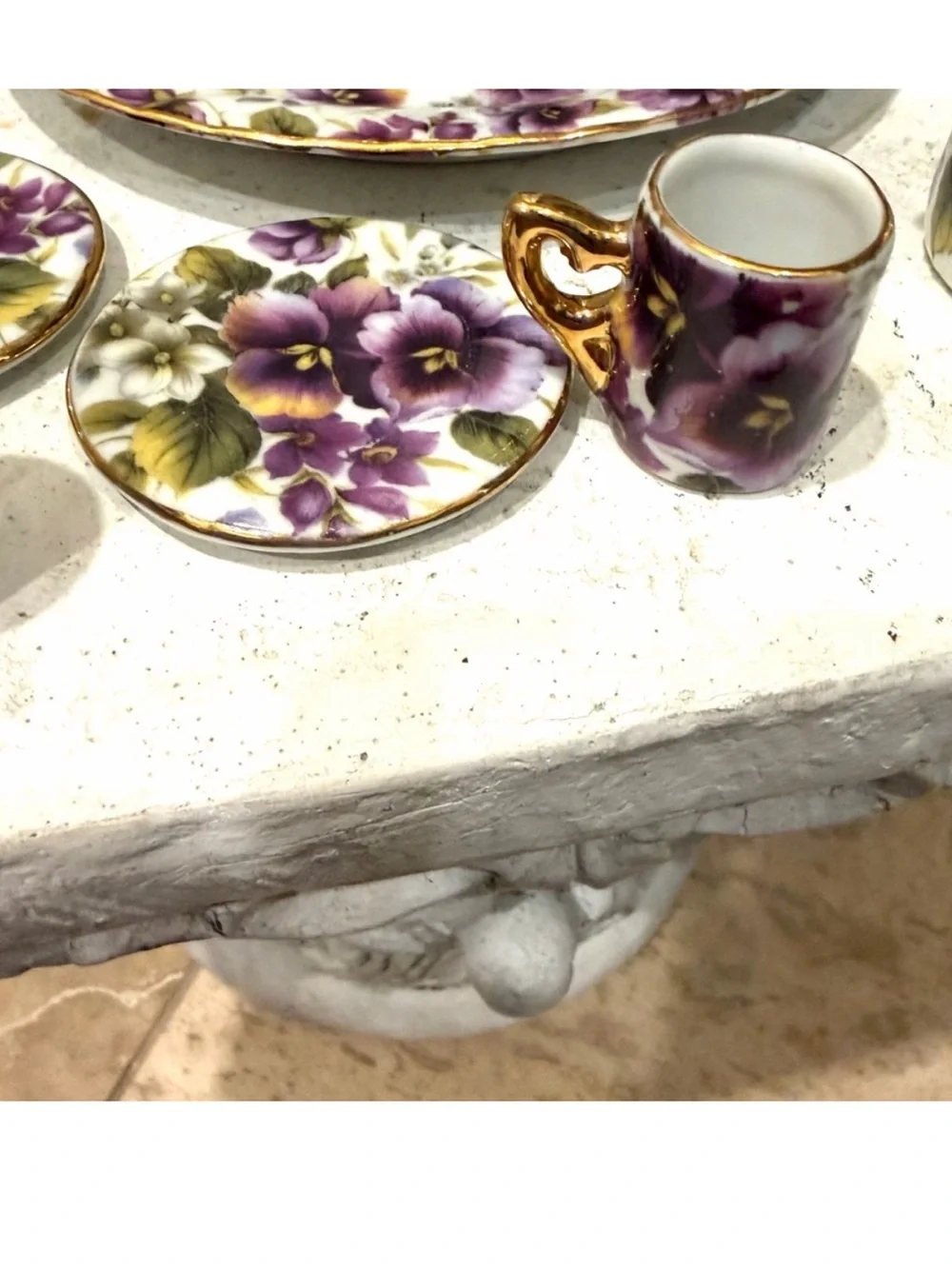 Formalities by Baum Bros Pansy Tea Set with Gold Accents 10 piece Set